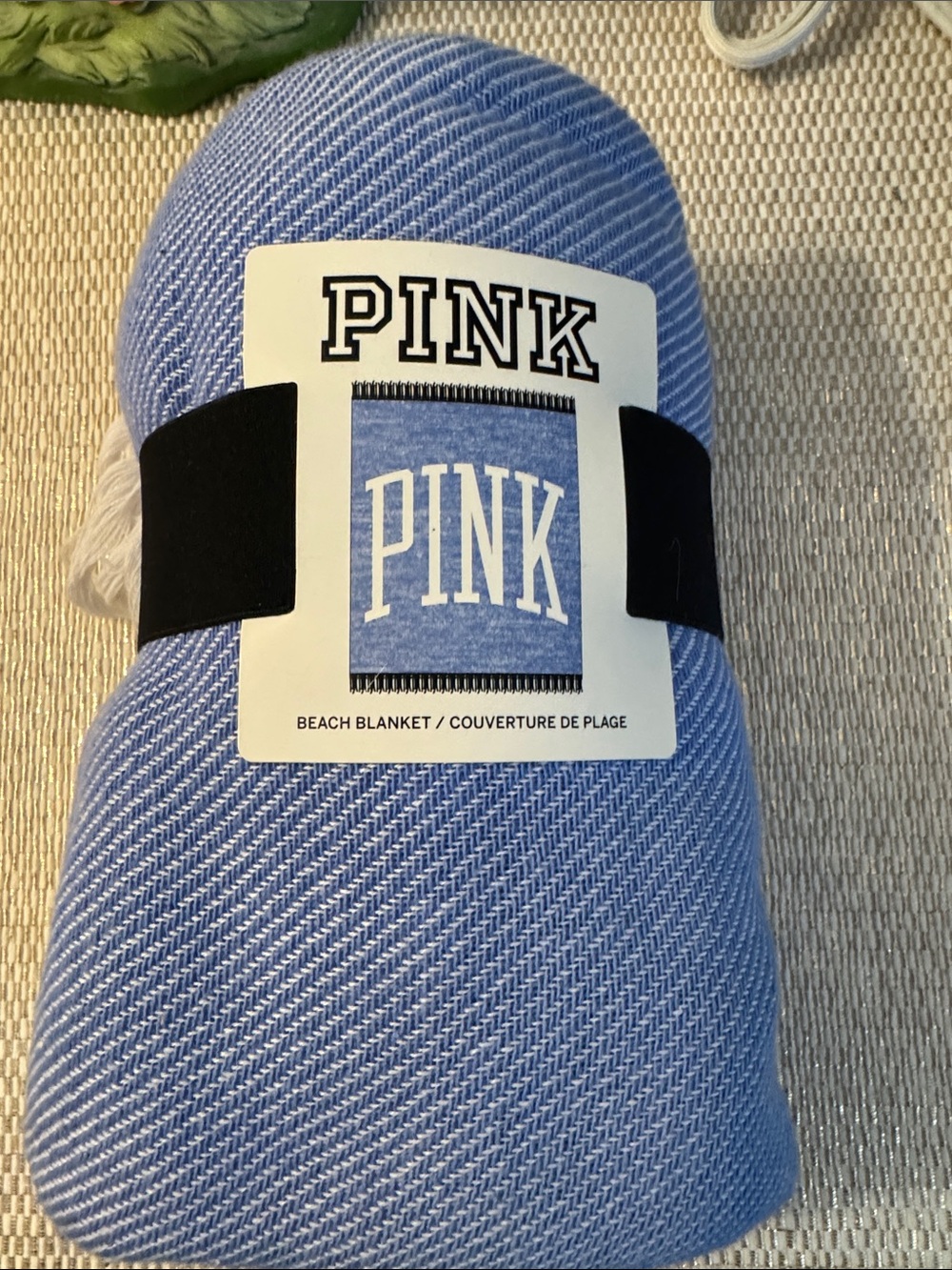 PINK Victoria's Secret Light Blue Beach Blanket - NWT - 100% Cotton - 50inx60in
